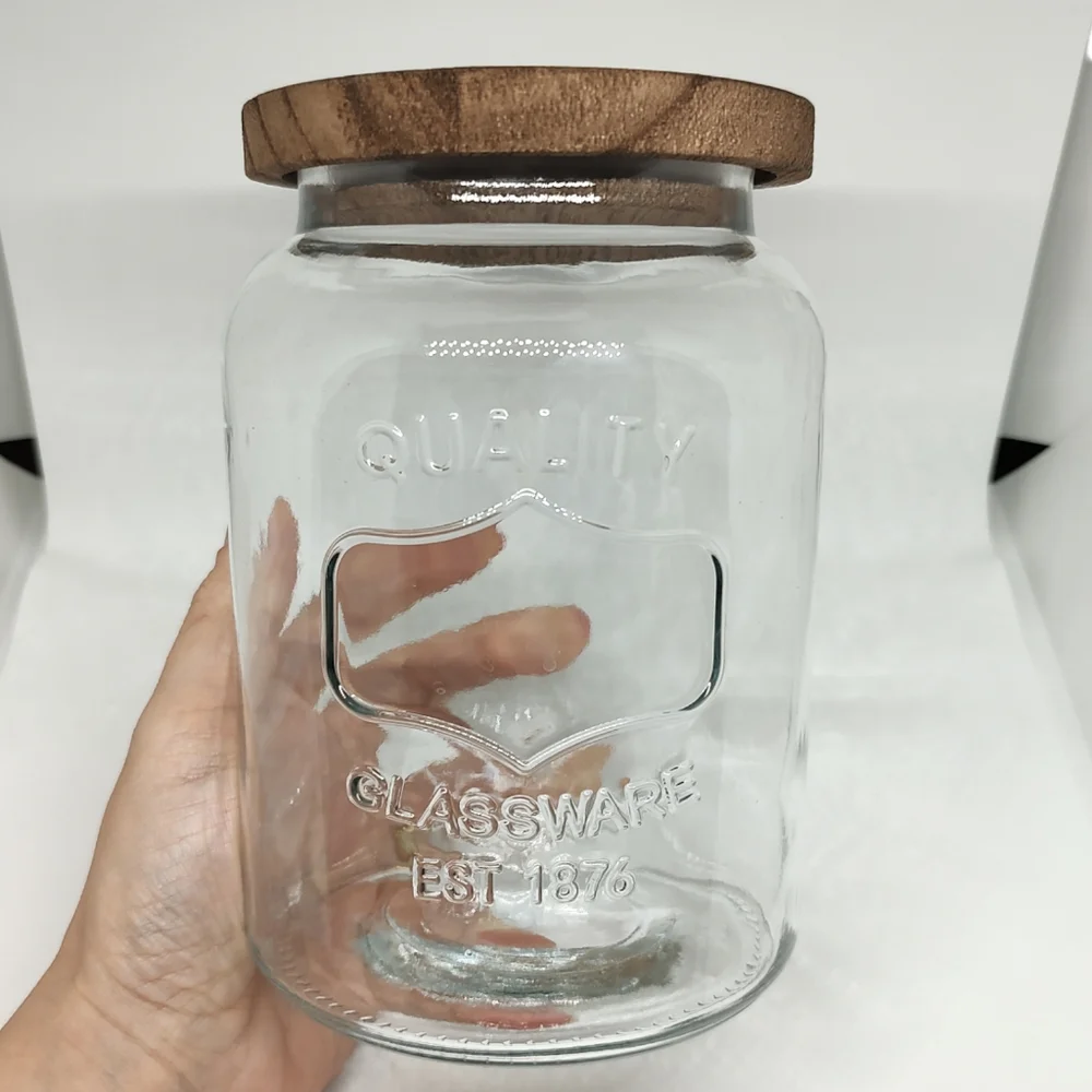 New Glass Jar with Wood Lid Kitchen Container Storage and Organization ~ 7